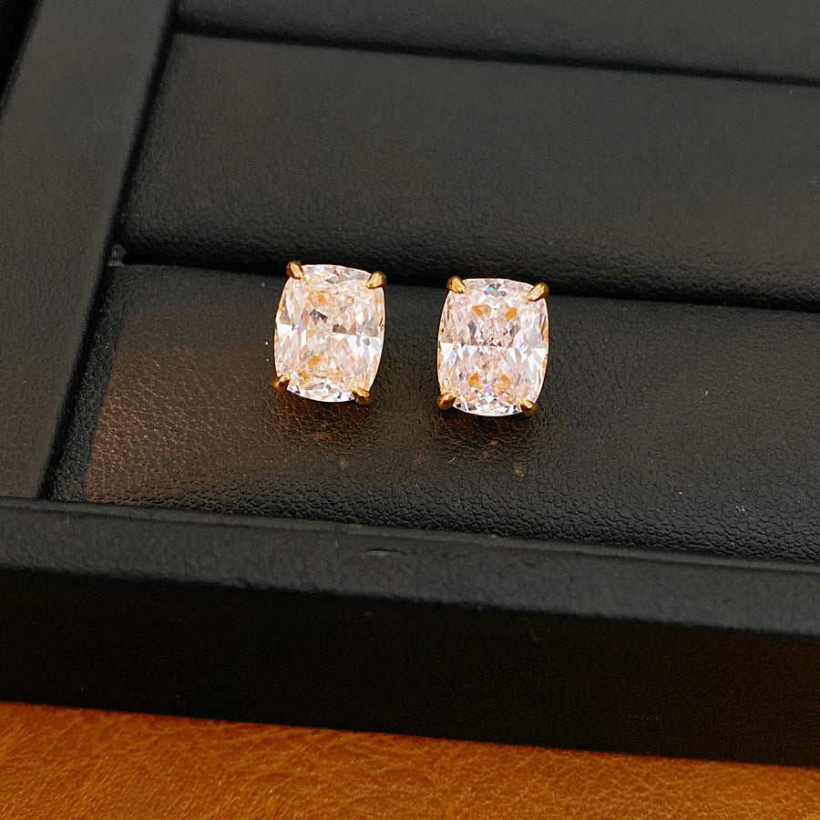 Geometric Zirconia Stud Earrings - Minimalist Luxury Statement Jewelry