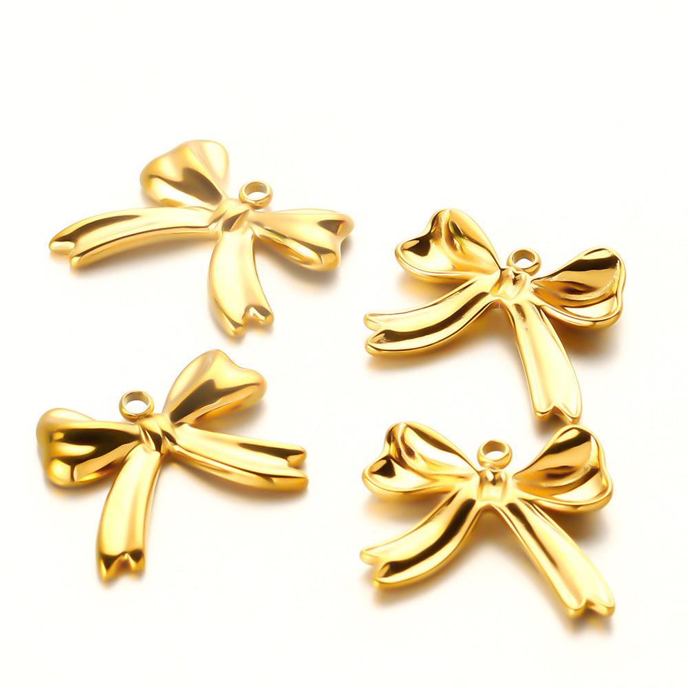 304 stainless steel gold bow pendant, fashionable versatile pendant pendant DIY necklace pendant jewelry accessories