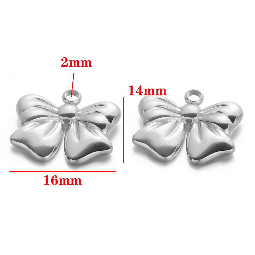 Stainless steel bow pendant DIY handmade pendant pendant necklace bracelet collarbone chain pendant accessories pendant