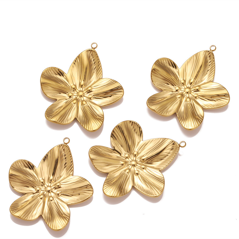 Cross-border hot-selling stainless steel 18K gold bow butterfly flower pendant pendant romantic DIY jewelry accessories
