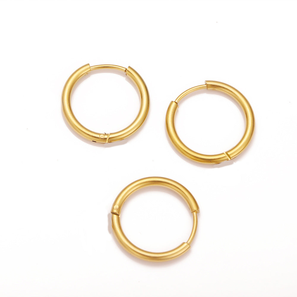 Stainless steel ear buckle vacuum plated 18k titanium steel earrings DIY jewelry accessories ear buckle circle earrings jewelry pendant