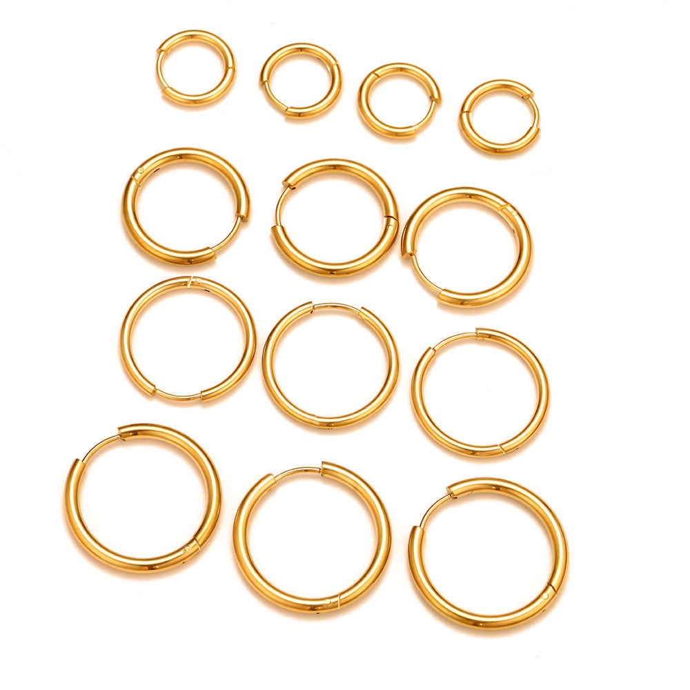 Stainless steel ear buckle vacuum plated 18k titanium steel earrings DIY jewelry accessories ear buckle circle earrings jewelry pendant