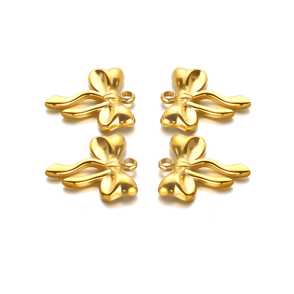 Stainless steel bow pendant DIY jewelry accessories pendant does not fade Titanium steel bracelet necklace accessories pendant