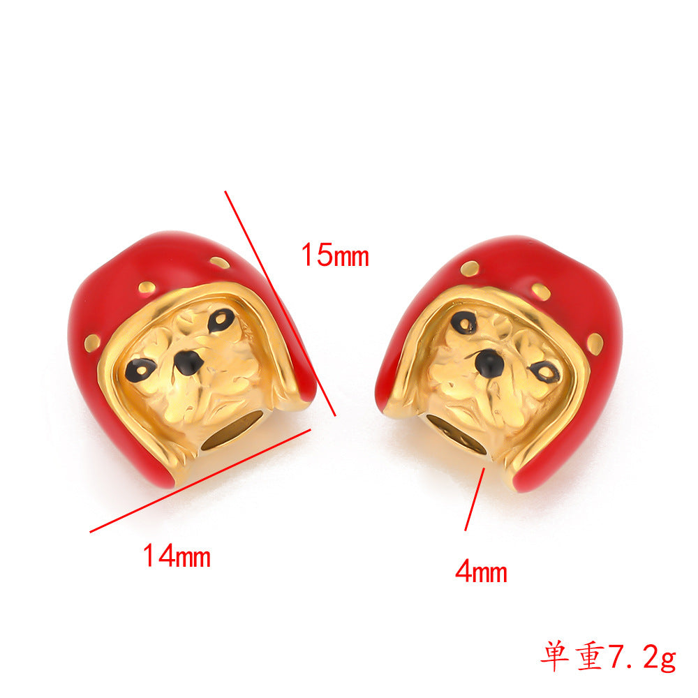 Stainless Steel Gold Pet Dog Pendant Helmet Styling DIY Handmade Pendant Accessories Bracelet Necklace Pendant Accessories
