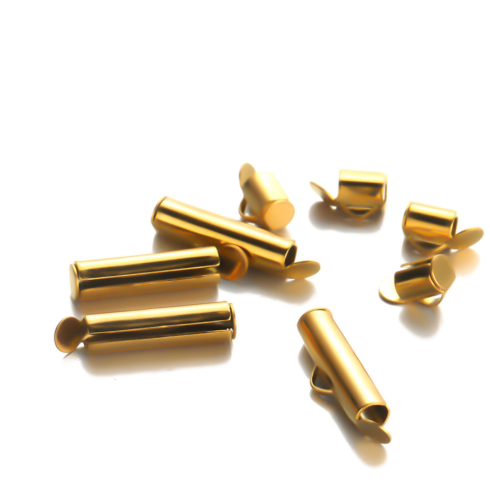 Stainless steel with sliding cover sliding buckle Titanium steel earrings connecting buckle 304 chain connecting tube earrings DIY accessories
