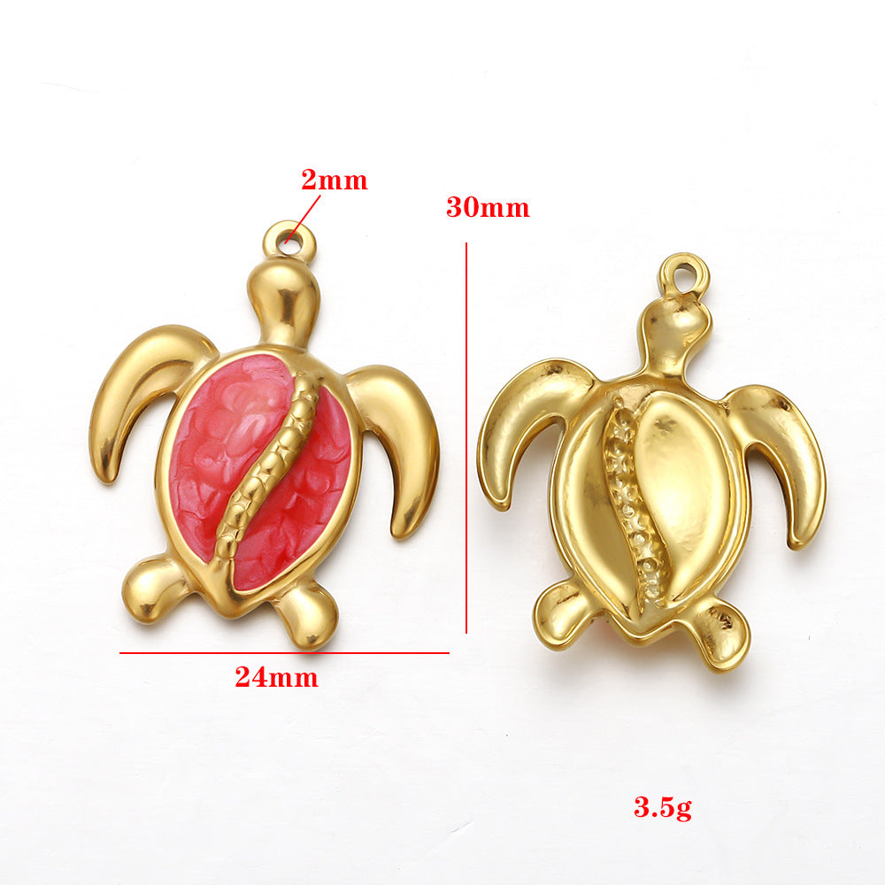 Stainless steel vacuum plated large turtle pendant jewelry oil pressure accessories turtle pendant dripping DIY necklace pendant