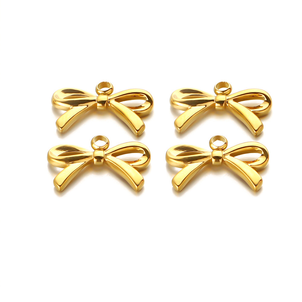 Stainless steel bow pendant DIY jewelry accessories handmade necklace collarbone chain accessories pendant accessories wholesale