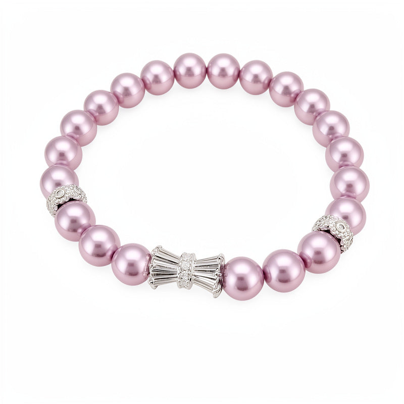 Zircon beaded round elastic pearl bracelet light luxury niche high-end bracelet temperament personalized versatile jewelry