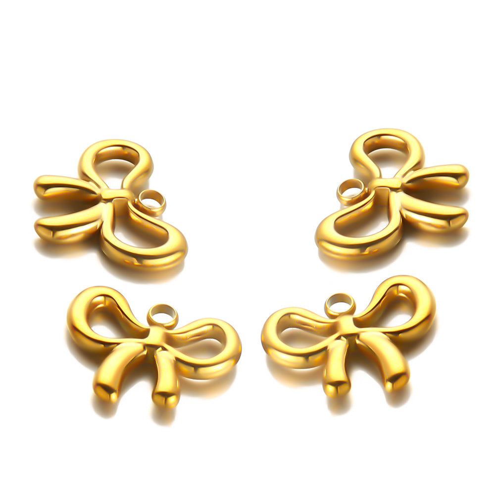 Stainless steel gold bow pendant DIY jewelry accessories pendant handmade jewelry bracelet versatile pendant accessories