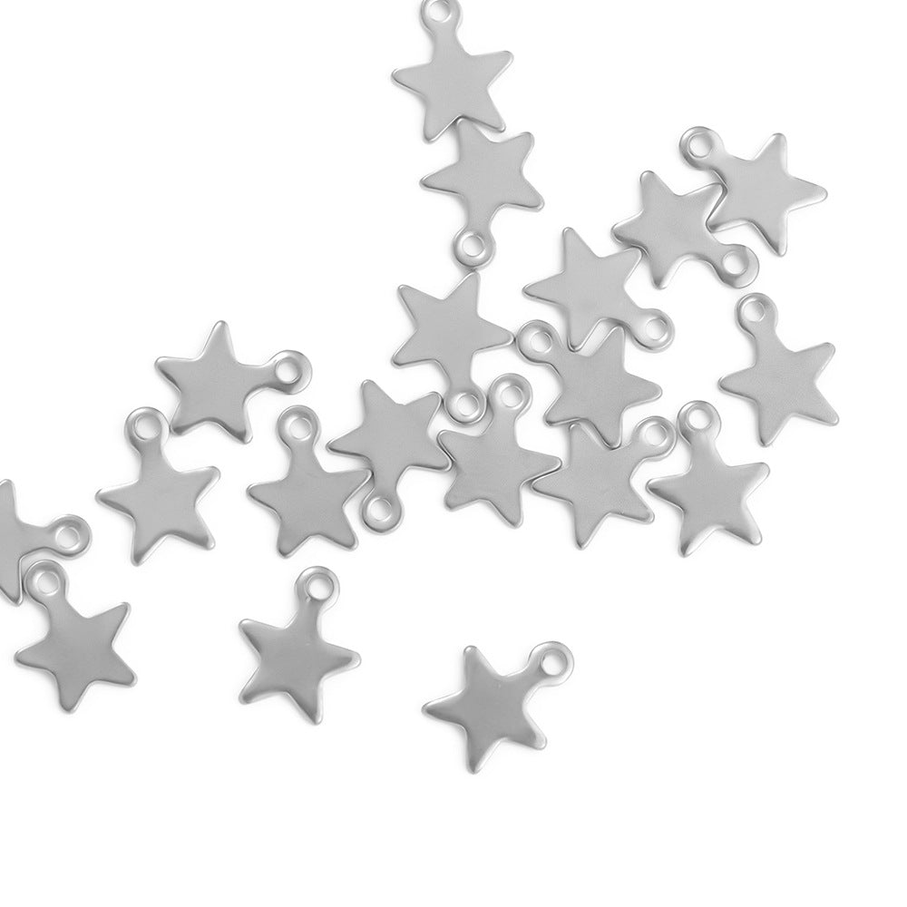 Stainless steel 8mm star pendant DIY jewelry accessories pentagram peach heart chain accessories pendant necklace accessories
