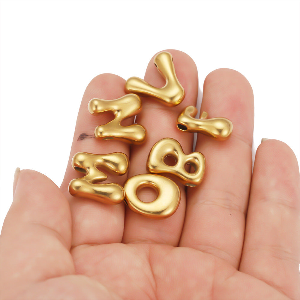 Stainless steel English letter pendant pendant beaded DIY accessories fat letter collarbone chain pendant DIY jewelry accessories