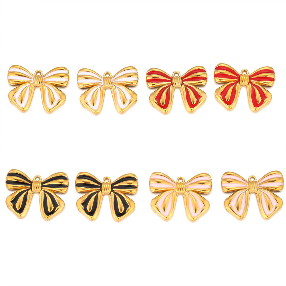 Stainless steel bow love pendant DIY jewelry accessories bracelet necklace accessories beaded pendant oil drop pendant