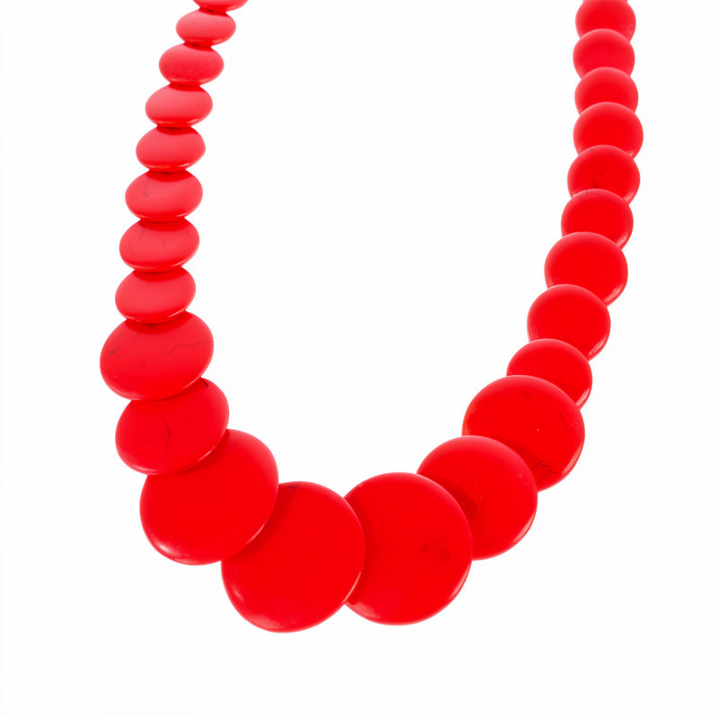 Dopamine Round Color Stone Beaded Necklace Light Luxury Niche Clavicle Chain Holiday Accessories Temperament Fashion Items