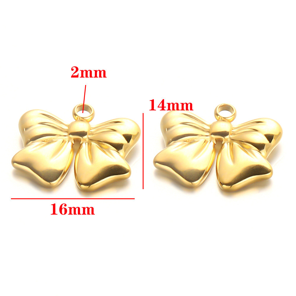 Stainless steel bow pendant DIY handmade pendant pendant necklace bracelet collarbone chain pendant accessories pendant