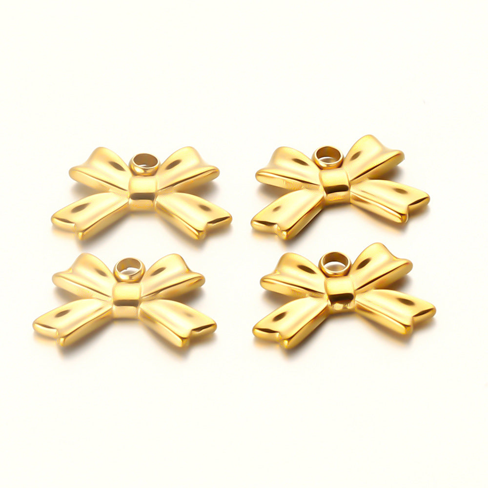 Stainless steel gold bow small pendant DIY jewelry accessories pendant bracelet necklace pendant pendant wholesale