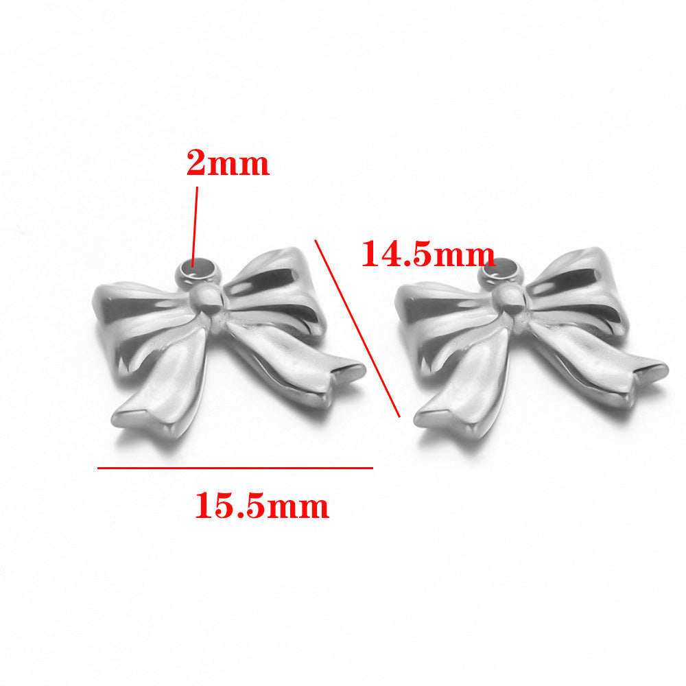 Cross-border new stainless steel bow pendant DIY jewelry accessories necklace clothes pendant DIY handmade jewelry