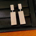 Silver needle metal wind rectangular stud earrings modern minimalist style personalized niche earrings light luxury high-end earrings wholesale