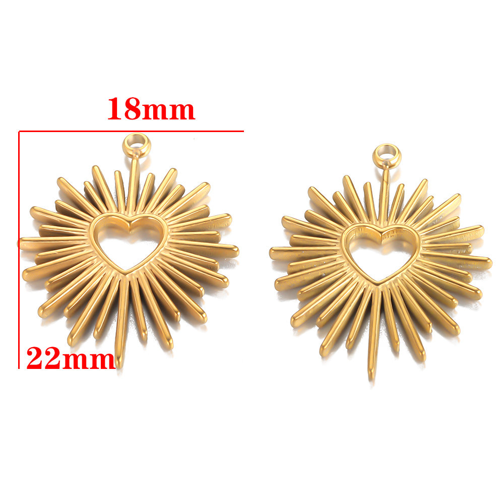 Stainless steel gold sunflower retro pendant DIY handmade accessories pendant non-fading necklace bracelet pendant