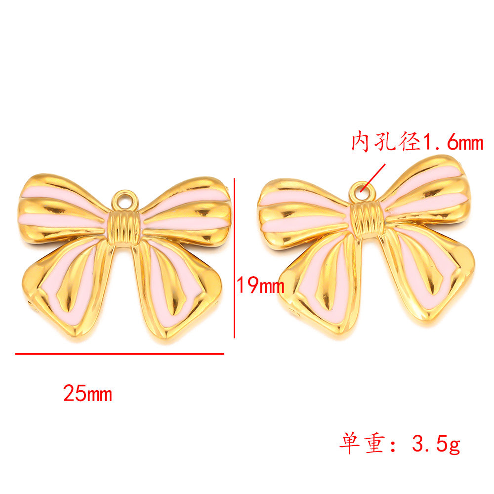 Stainless steel bow love pendant DIY jewelry accessories bracelet necklace accessories beaded pendant oil drop pendant