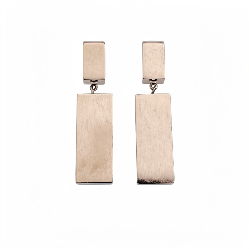 Silver needle metal wind rectangular stud earrings modern minimalist style personalized niche earrings light luxury high-end earrings wholesale
