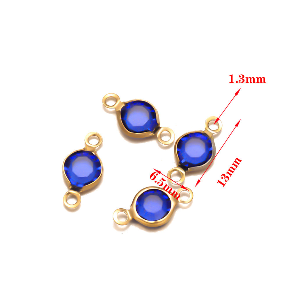 Stainless steel accessories crystal double hanging connector bracelet necklace DIY jewelry accessories connection pendant accessories wholesale