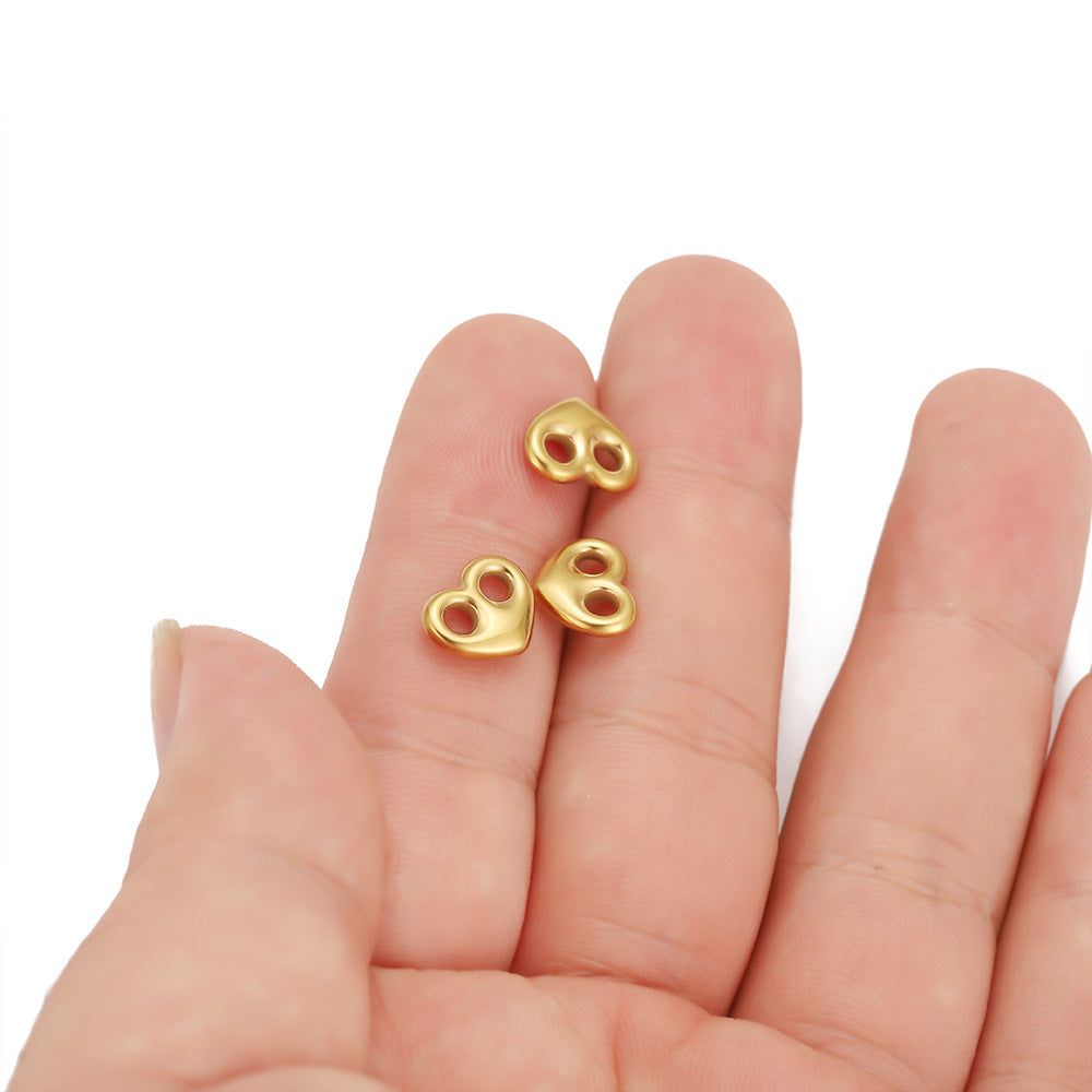 Cross-border stainless steel double-hole love pendant chain connection buckle DIY jewelry accessories pig nose buckle bead spacer accessories