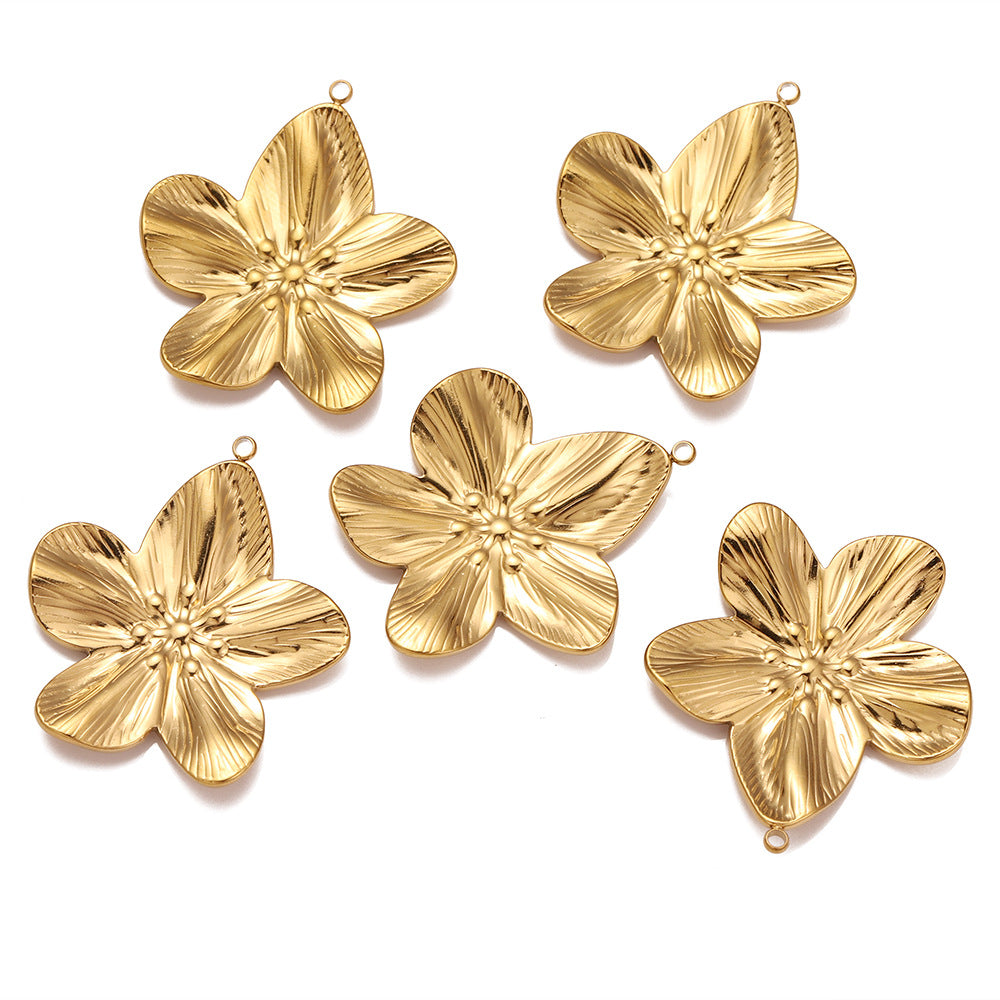 Cross-border hot-selling stainless steel 18K gold bow butterfly flower pendant pendant romantic DIY jewelry accessories