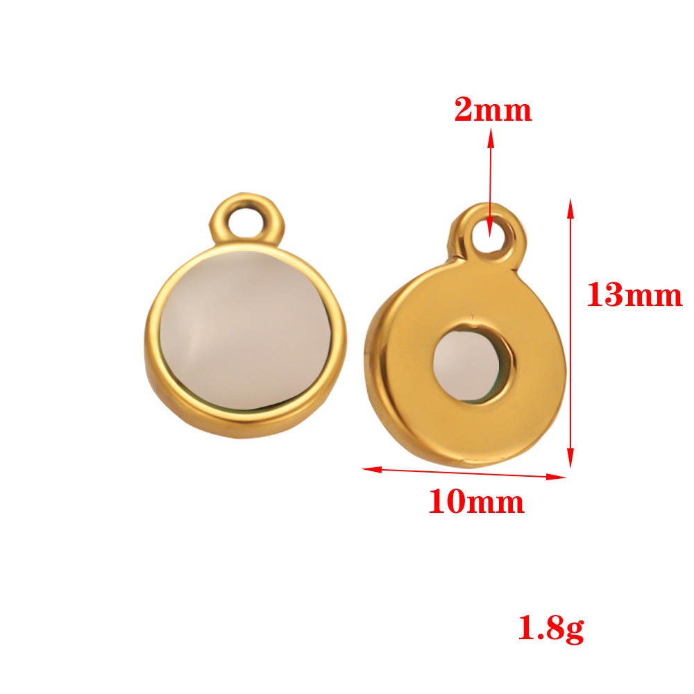 Stainless steel oval pendant inlaid with natural stone pendant DIY jewelry accessories necklace collarbone chain pendant