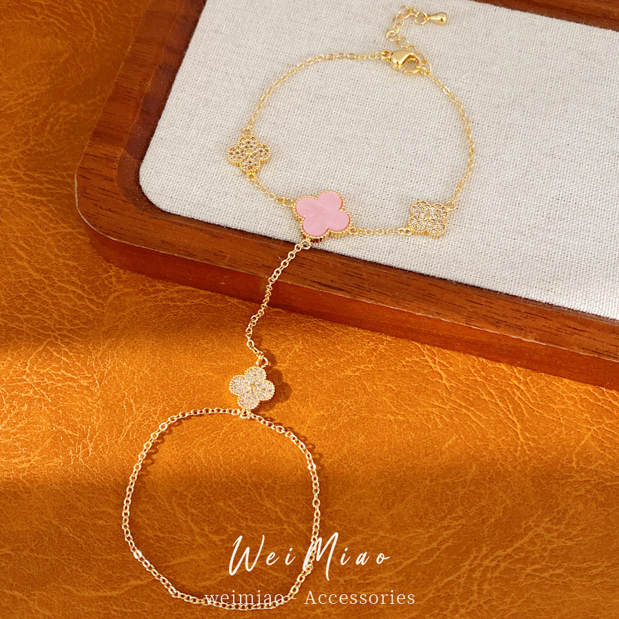 18k Real Gold Electroplated Zircon Ring Integrated Bracelet Light Luxury Niche Bracelet Personality Temperament Fashion Jewelry google map