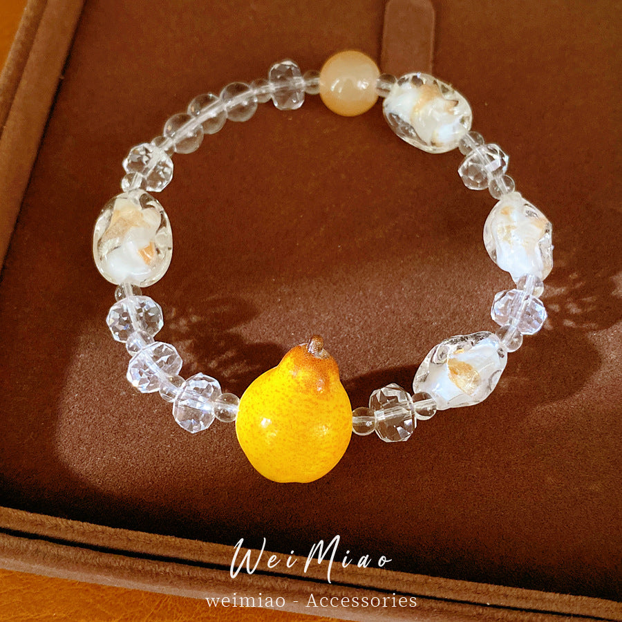 Glass beaded pear bracelet light luxury niche high-end bracelet pastoral temperament fashion vacation accessories jewelry