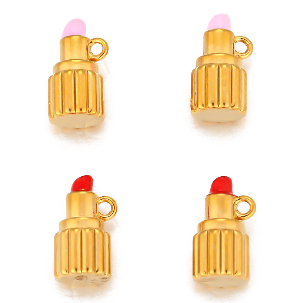 Stainless steel lipstick pendant 18k furnace gold pendant DIY handmade beaded accessories pendant bracelet necklace accessories